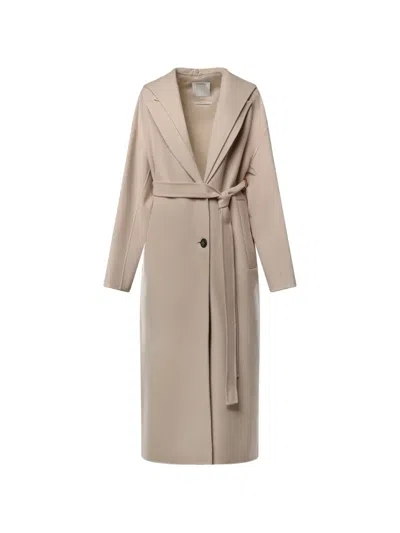 Sportmax Hooded Belted Wool Coat In Multi