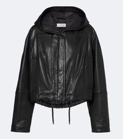 Sportmax Hooded Leather Jacket In Black