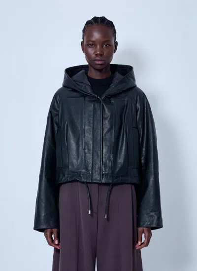 Sportmax Hooded Leather Jacket In Animal Print