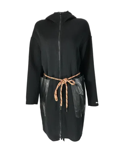 Sportmax Hooded Overcoat In Black