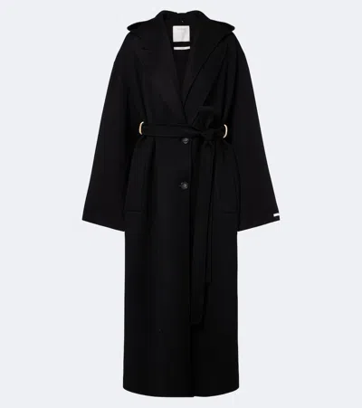 Sportmax Hooded Virgin Wool Coat In Black
