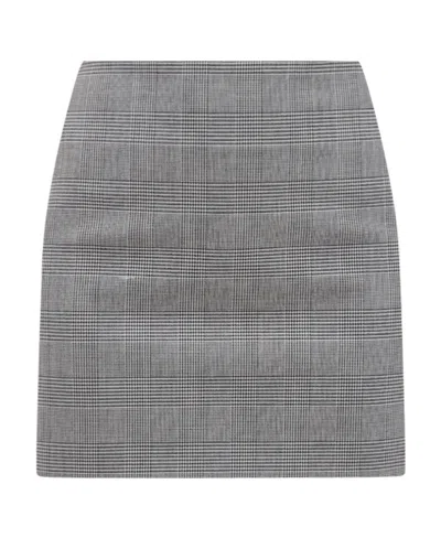Sportmax Houndstooth Cotton Straight Skirt In Gray