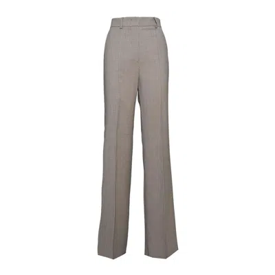 Sportmax Houndstooth Pattern Stretch Gabardine Trousers In Gray