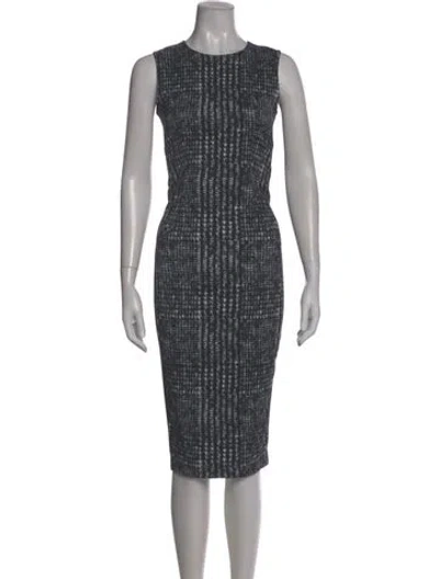 Pre-owned Sportmax Houndstooth Print Midi Length Dress In Blue
