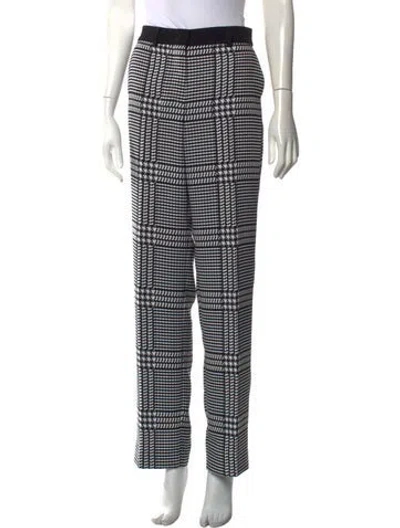 Pre-owned Sportmax Houndstooth Print Straight Leg Pants In Black