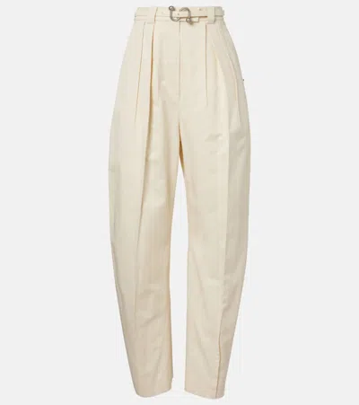 Sportmax Idoneo Cotton Gabardine Wide-leg Pants In Neutral