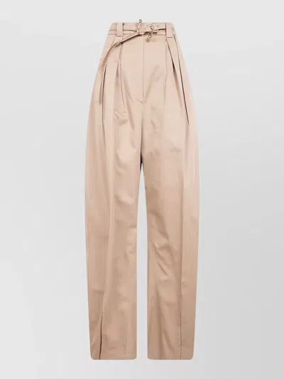 Sportmax Idoneo Wide Leg Trousers Belt Loops In Brown