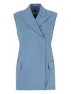 Sportmax Light Blue Wool Blend Ilex Vest In 蓝色