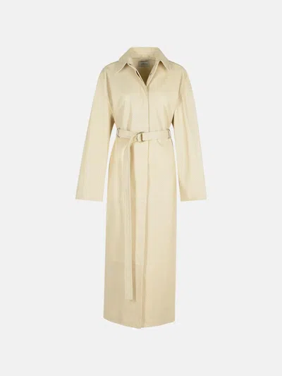 Sportmax Ivory Leather Trench Coat