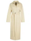 Sportmax Ivory Leather Trench Coat In Neutral