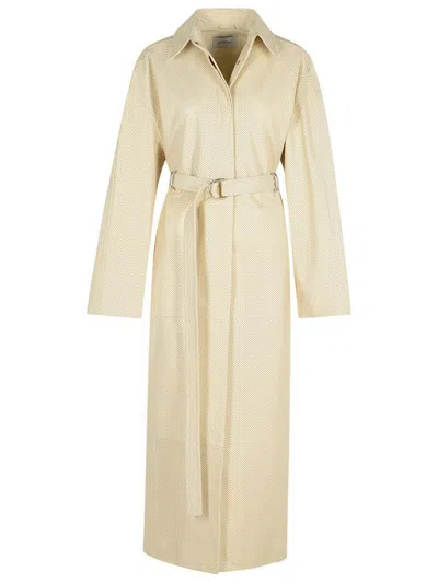 SPORTMAX SPORTMAX IVORY LEATHER TRENCH COAT
