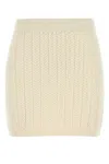 Sportmax Wool Blend Mini Skirt With Ribbed Texture In White