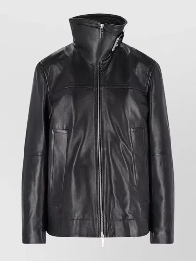 Sportmax Jacket High Collar Side Pockets Snap Buttons In Black