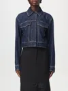 Sportmax Cropped Denim Jacket With Collared Neck In Blau