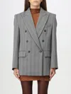 Sportmax Striped Double-breasted Long-sleeved Jacket In Grau