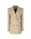 Sportmax Beige Flared Double-breasted Blazer In Toni Neutri