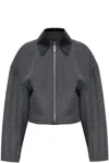 Sportmax Cropped Vacuo Jacket In Virgin Wool In Gray