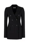 Sportmax Structured Double-breasted Longline Jacket With Button Detailing In Black