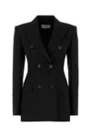 Sportmax Double-breasted Virgin Wool Blazer In Black