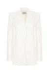 Sportmax Cotton Blazer With Long Sleeves And Notched Lapels In Optical White