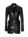 Sportmax Belted Lapel Collar Jacket Pockets In Black