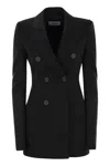Sportmax Double-breasted Virgin Wool Blazer In Black