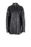Sportmax Leather Shirt Jacket Chest Pocket In Black