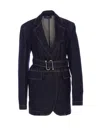 Sportmax Waist Belted Longline Jacket With Notched Lapels In Blue