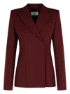 Sportmax Structured Double-breasted Jacket Back Vent In Burgundy