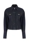 Sportmax Denim Fitted-waist Jacket In Midnight Blue