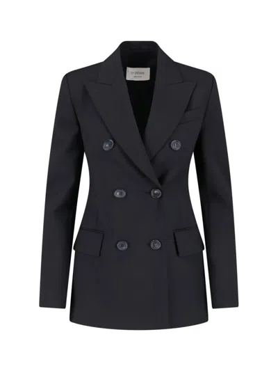 Sportmax Double-breasted Tailored Blazer With Classic Lapels In Black