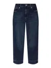 Sportmax Cropped Straight Trousers Contrast Stitching In Dark Wash