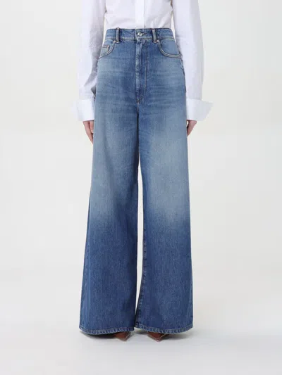 Sportmax Angri Logo Patch Wide Leg Jeans In Blue