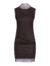 Sportmax Fitted Mini Dress With Textured Mesh Overlay In Black