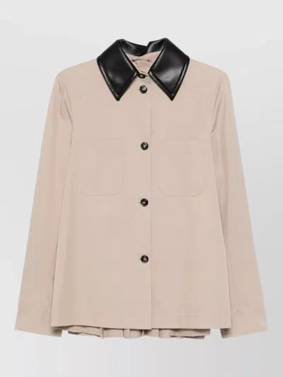 Sportmax Jersey Overshirt Chest Pockets Pleated Back In Neutral