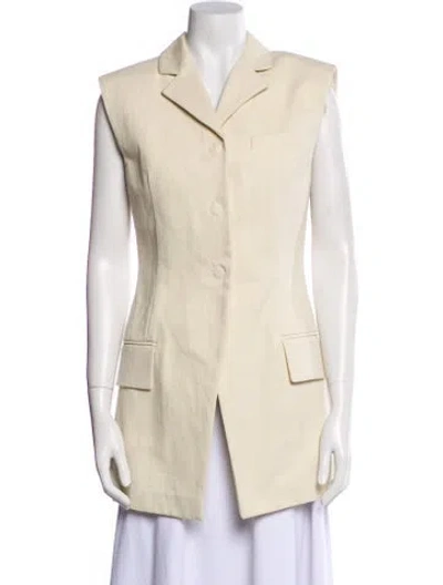 Pre-owned Sportmax Kentia Sleeveless Cotton Blazer In Corda Vest W/ Tags In Neutral