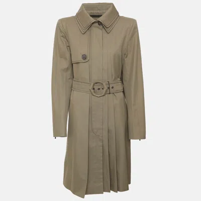 Pre-owned Sportmax Khaki Green Gabardine Trench Coat M
