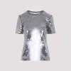 Sportmax Fitted Grey T-shirt With Hexagonal Sequin Detailing In Nero Sfumato