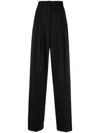 Sportmax High-waisted Wide Leg Trousers With Belt Loops In Black