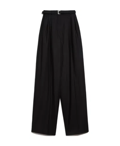 Sportmax Kiens High-waisted Pleat-detail Trousers In Black