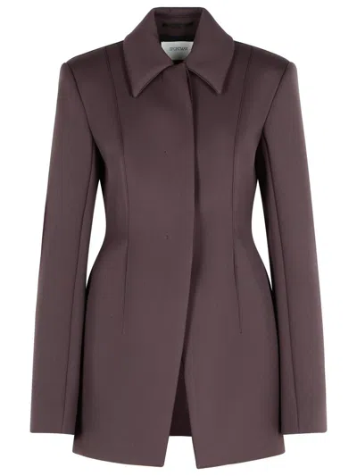 Sportmax Longline Jacket Structured Shoulders In Purple