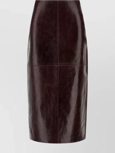 Sportmax Knee-length High-shine Skirt Seam Detailing In Burgundy