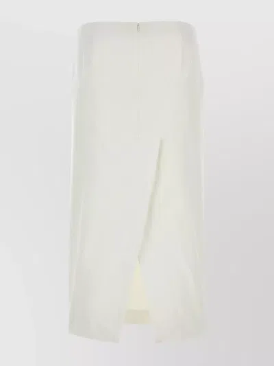 Sportmax Knee-length Slits Satin Cellula Skirt In Neutral