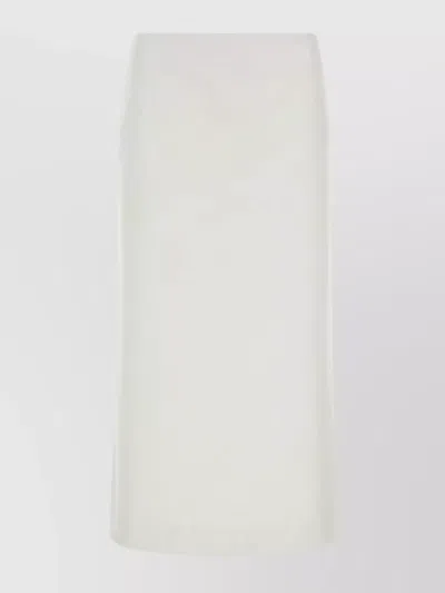 Sportmax Knee-length Slits Satin Cellula Skirt In Neutral