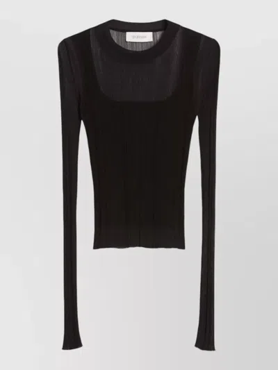 Sportmax Ribbed Knit Trompe Loeil Viscose Jumper In Black
