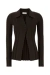 Sportmax Stretch Viscose Blend Cardigan With Long Sleeves In Brown