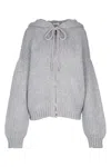 Sportmax Knitwear With Drawstring Hood And Ribbed Texture In Gray