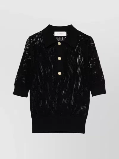 Sportmax Knitwear Polo Collar Mesh Design