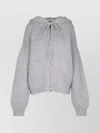 Sportmax Knitwear With Drawstring Hood And Ribbed Texture In Gray