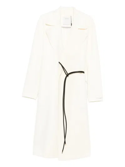 Sportmax Knotted-tie Fastening Coat In Neutral